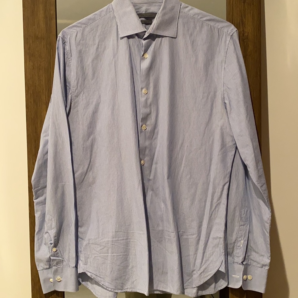 Worn once John varvatos men’s striped dress shirt 15.5